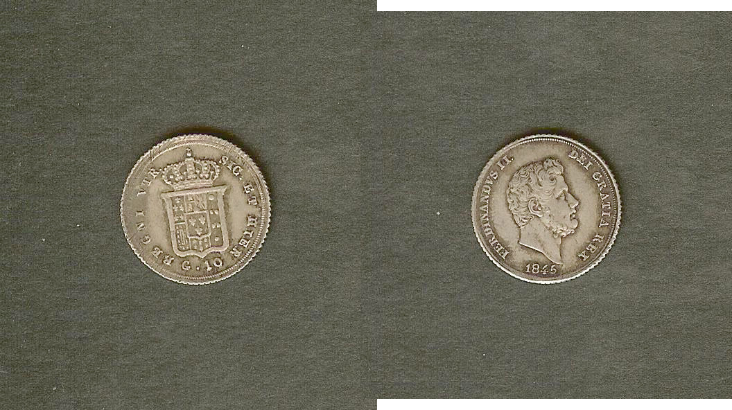 Italy Naples and Sicily 10 grana Ferdinand II 1845 AU/Unc